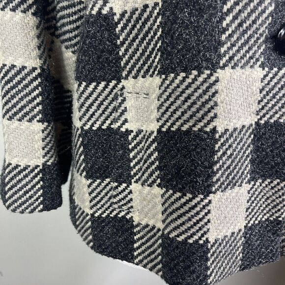 Talbots Wool Blend Blazer Italian Fabric 14P Gingham Plaid Cropped Careerwear - Picture 12 of 13